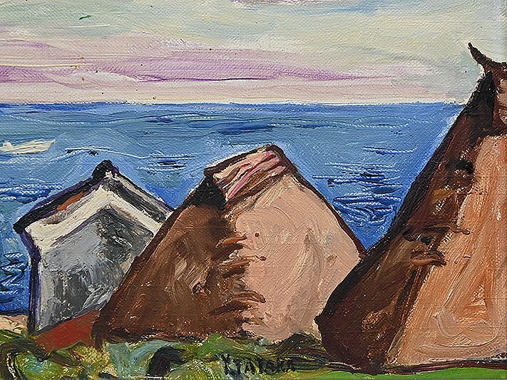 油彩絵画 風景 作者 多々羅義雄 Y.TATARA 制作年 1960年代 油彩