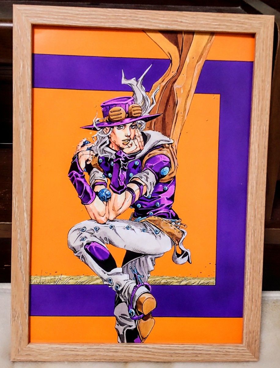 ジョジョ展 ジャイロ ポスター スティールボールラン SBR 7部 額縁付き