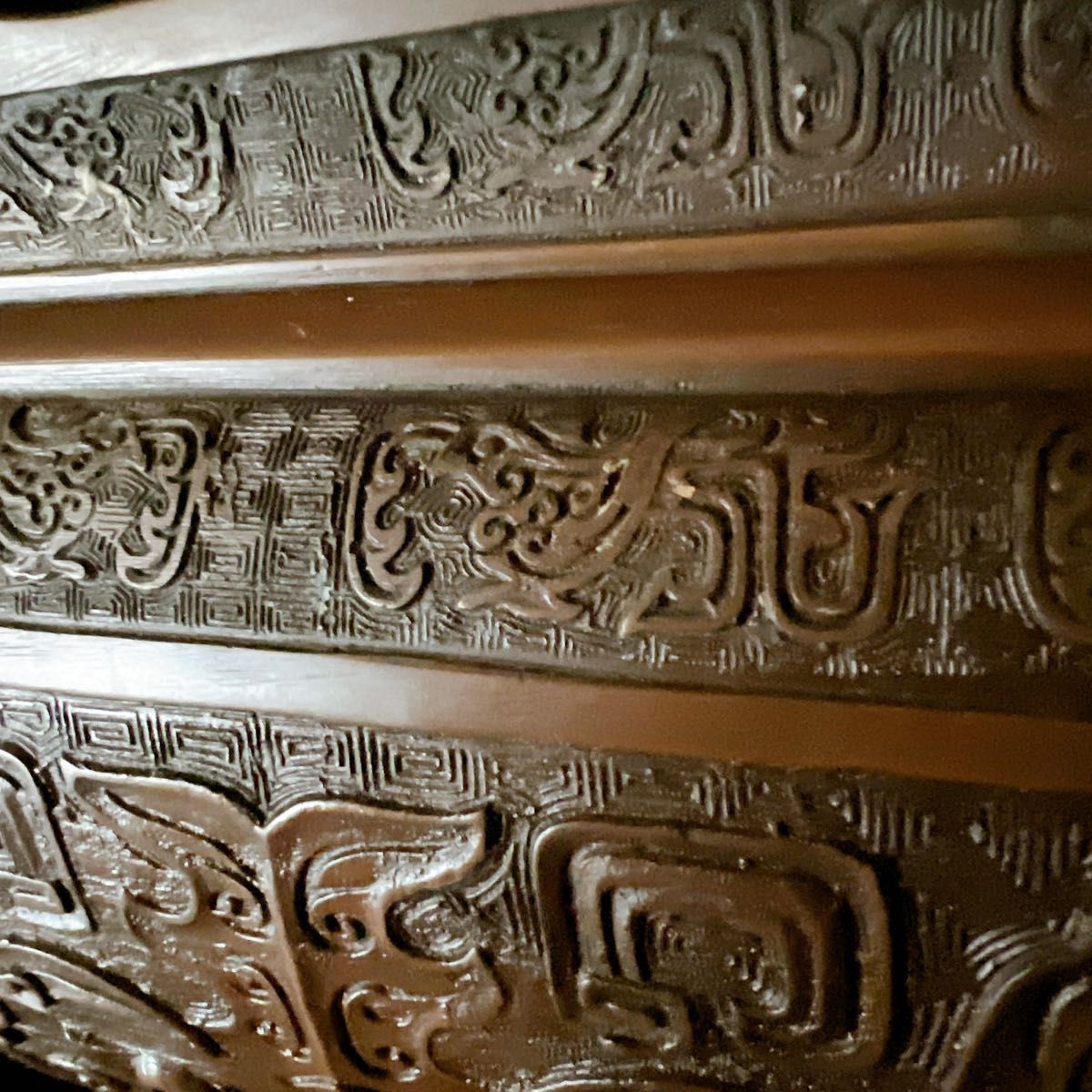 蔵出し 中国古玩 唐物 唐銅 饕餮紋耳付火鉢 古美術品 伝統工芸品