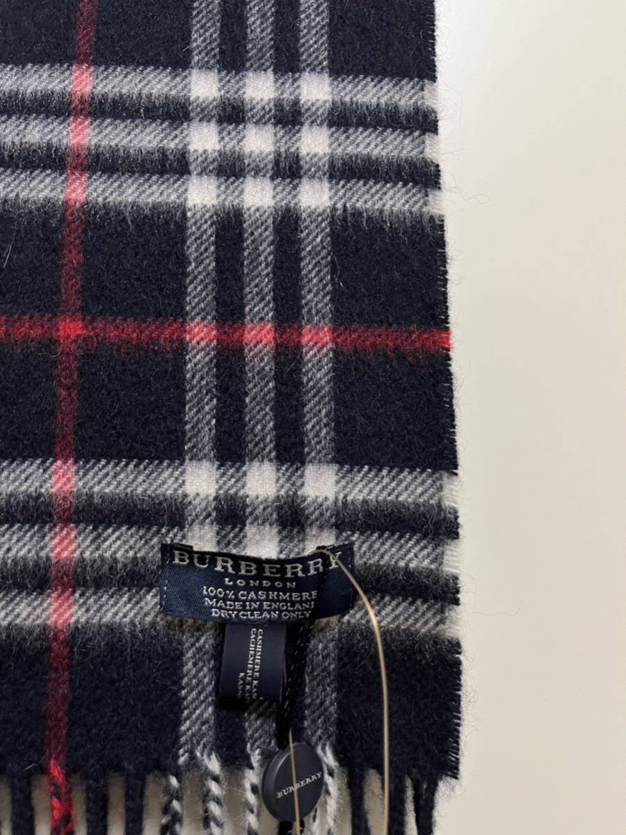 BURBERRY バーバリー マフラー カシミア100％ タグ付き未使用品 濃紺