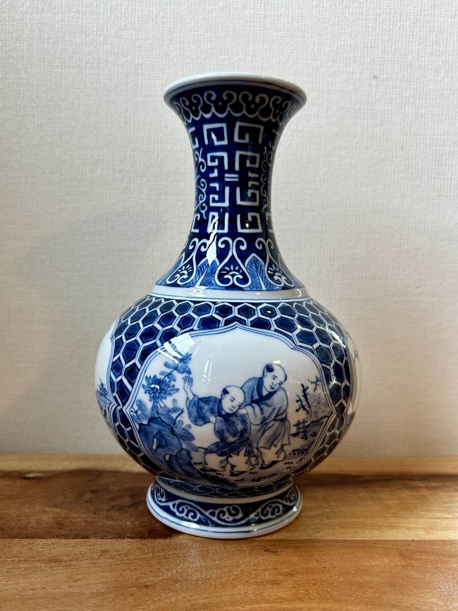 中国 清時代☆花瓶 染付 唐物 骨董品 古美術