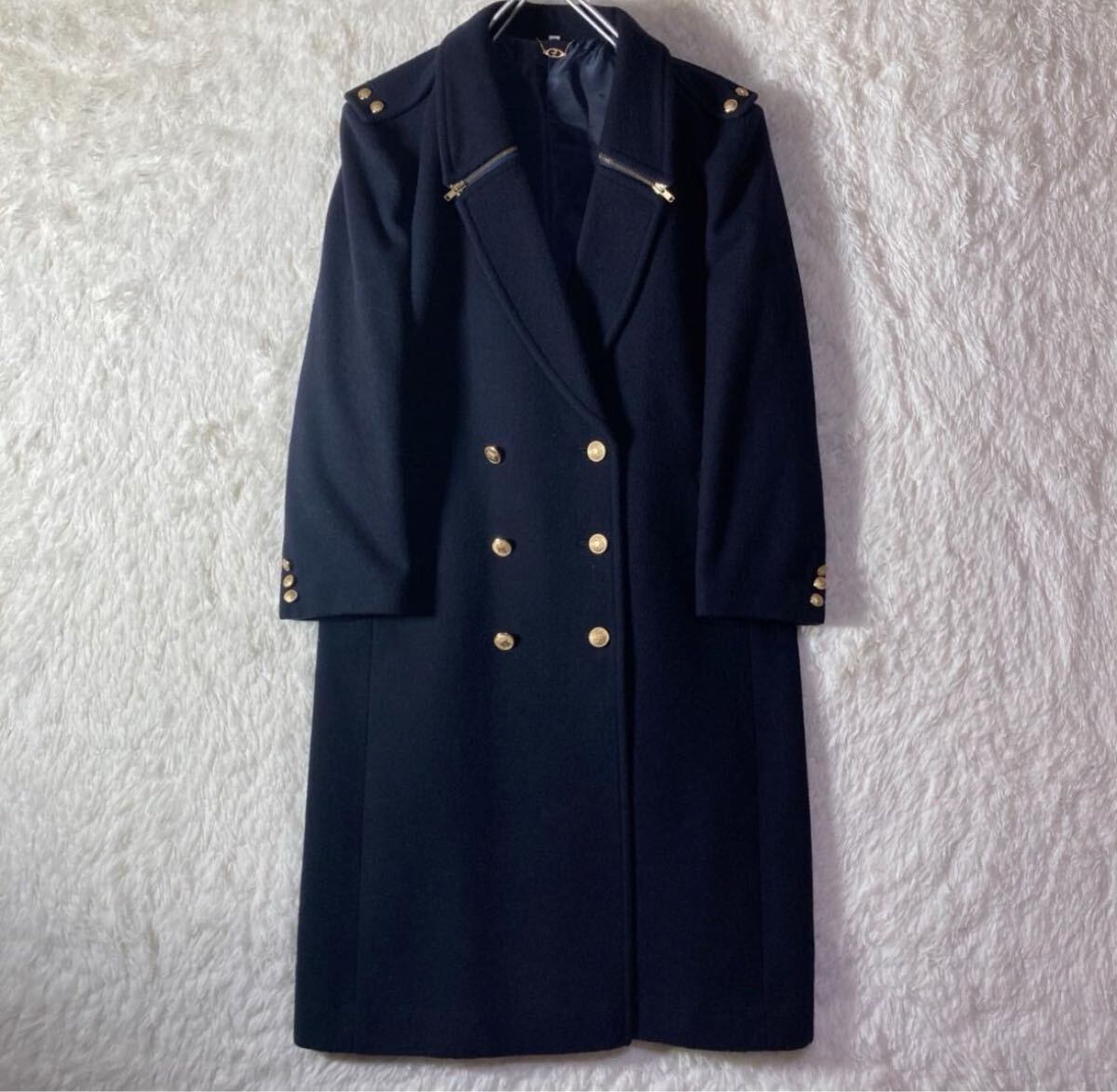 アパレル】 美品 90s 金ボタン ダブル チェスターコート ロングコート