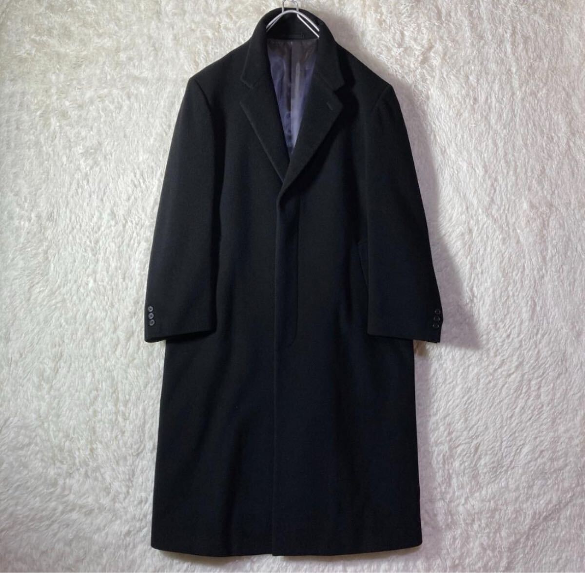 アパレル】 美品 アンゴラ混 チェスターコート ロング丈 日本製 180 XL