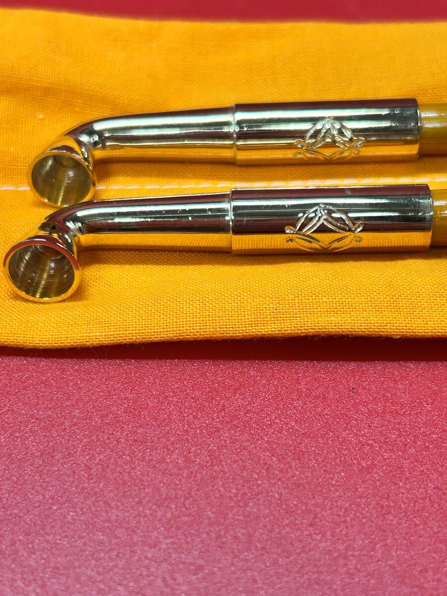 茶道具宗徧流 煙管一双木村清五郎(二代目) キセル共箱共袋経歴書