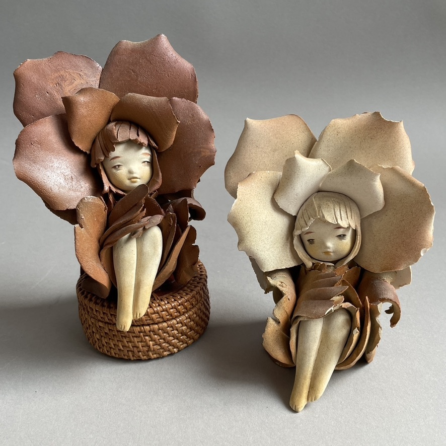 創作人形作家 竹内祥子 森の妖精 置物 陶器