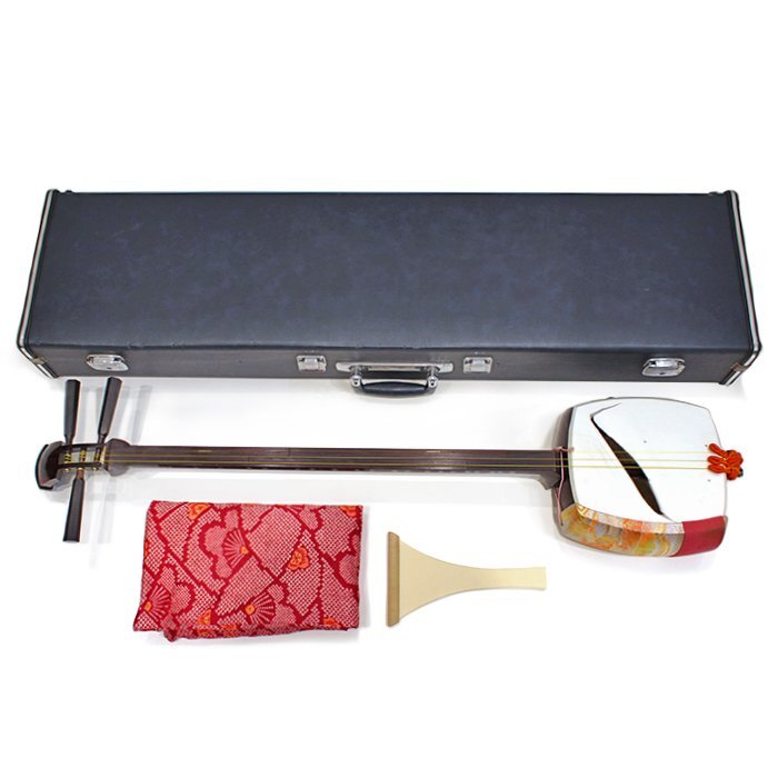 ジン様用 三味線 バチ 三絃駒 木製ハードケース 和楽器 弦楽器 白象印 純銀