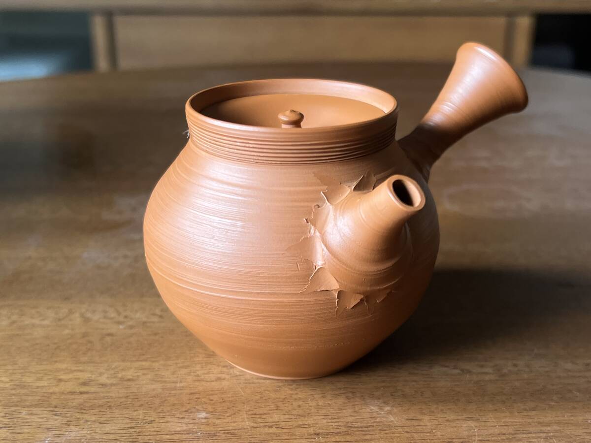 常滑焼 風月作 急須 茶器 煎茶道具 村越風月 ☆ 谷川白道 刻 ☆ 朱