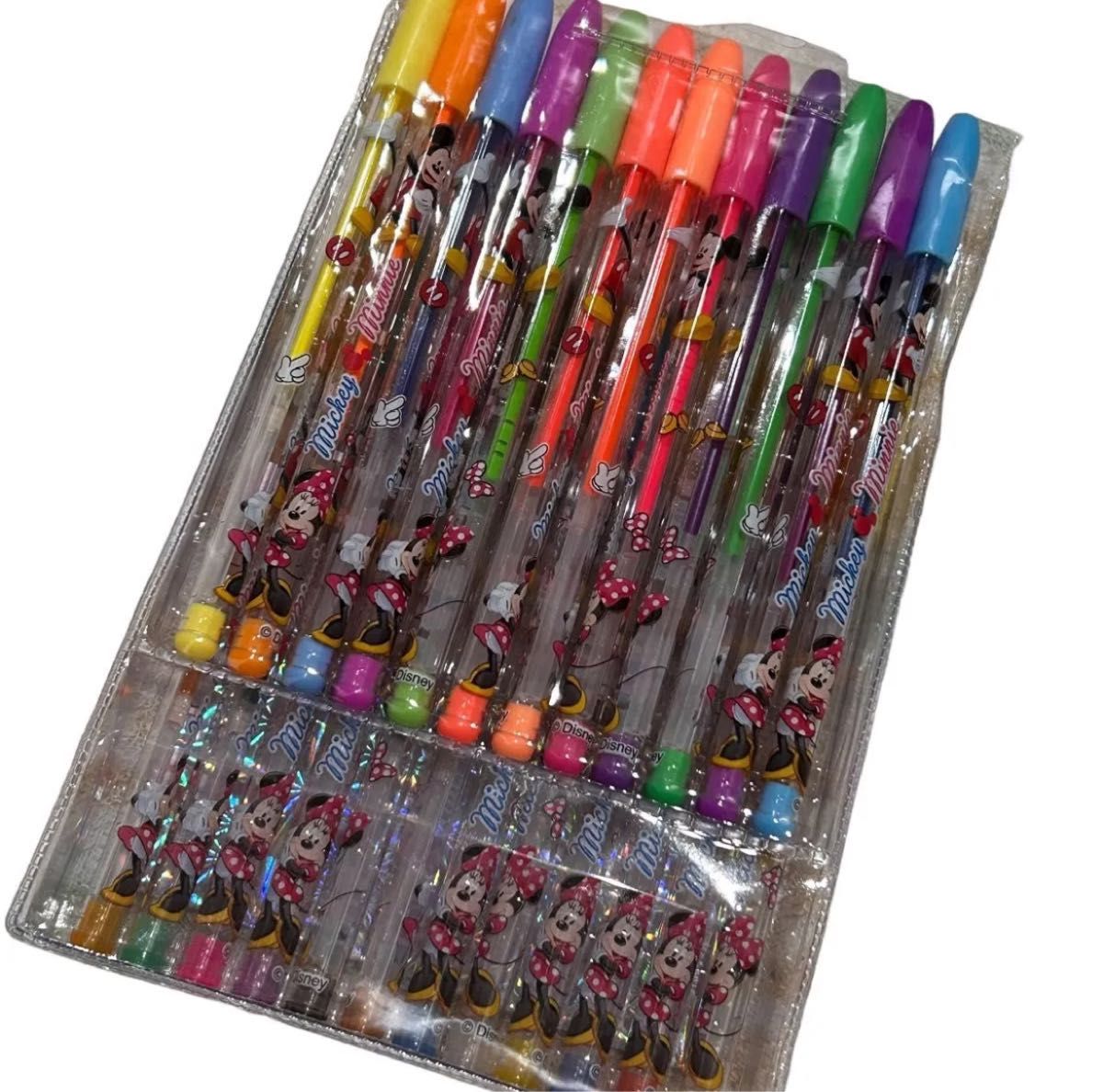 新品 ディズニー ミニー ミッキー ボールペンセット 蛍光ペン 24色