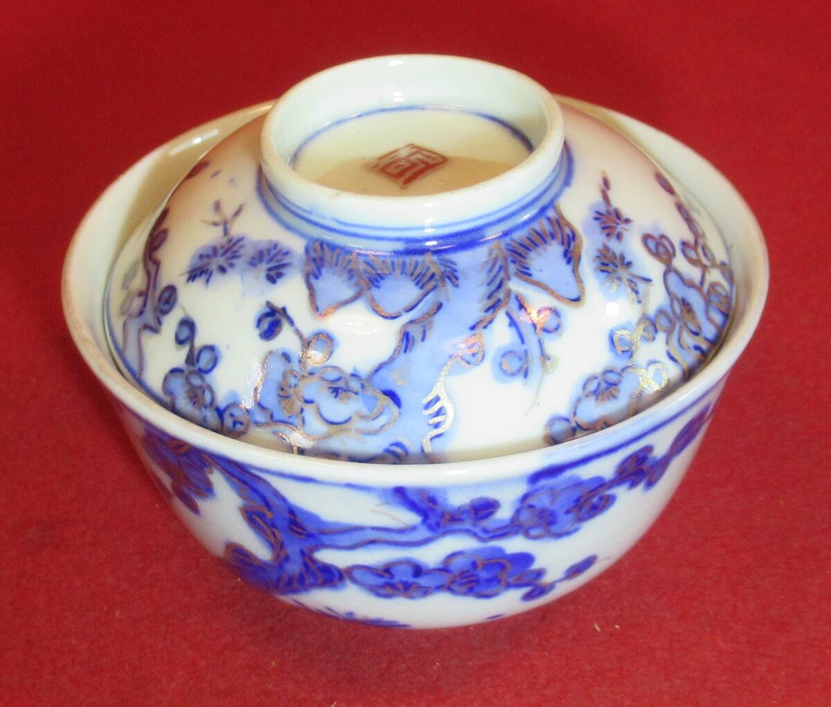 古伊万里染錦鶯に梅文蓋向付5客まとめて』蓋