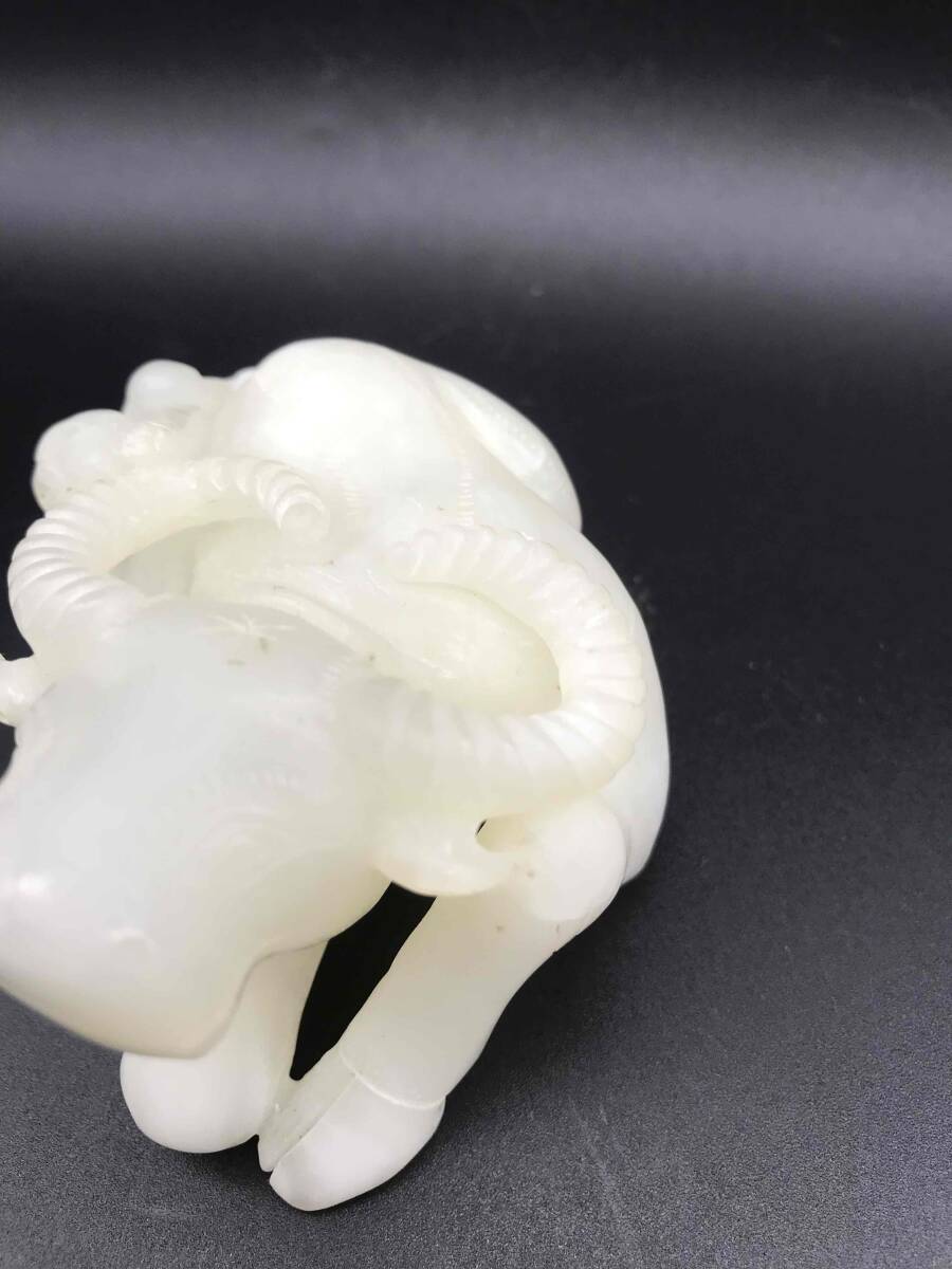 清時代 和田玉 瑞牛 和田白玉彫り 古玉石 時代物 賞物 中国古