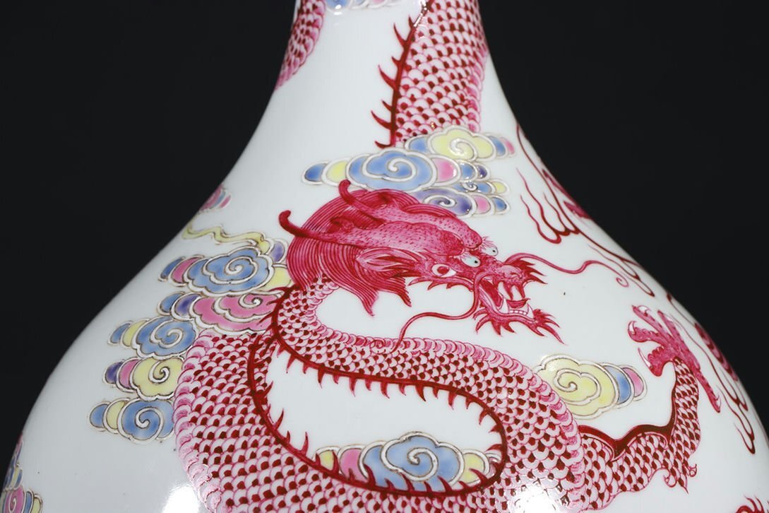 2431 中国美術 乾隆年製銘 染付龍図文陶鉢 時代物 2431 中国美術 乾隆