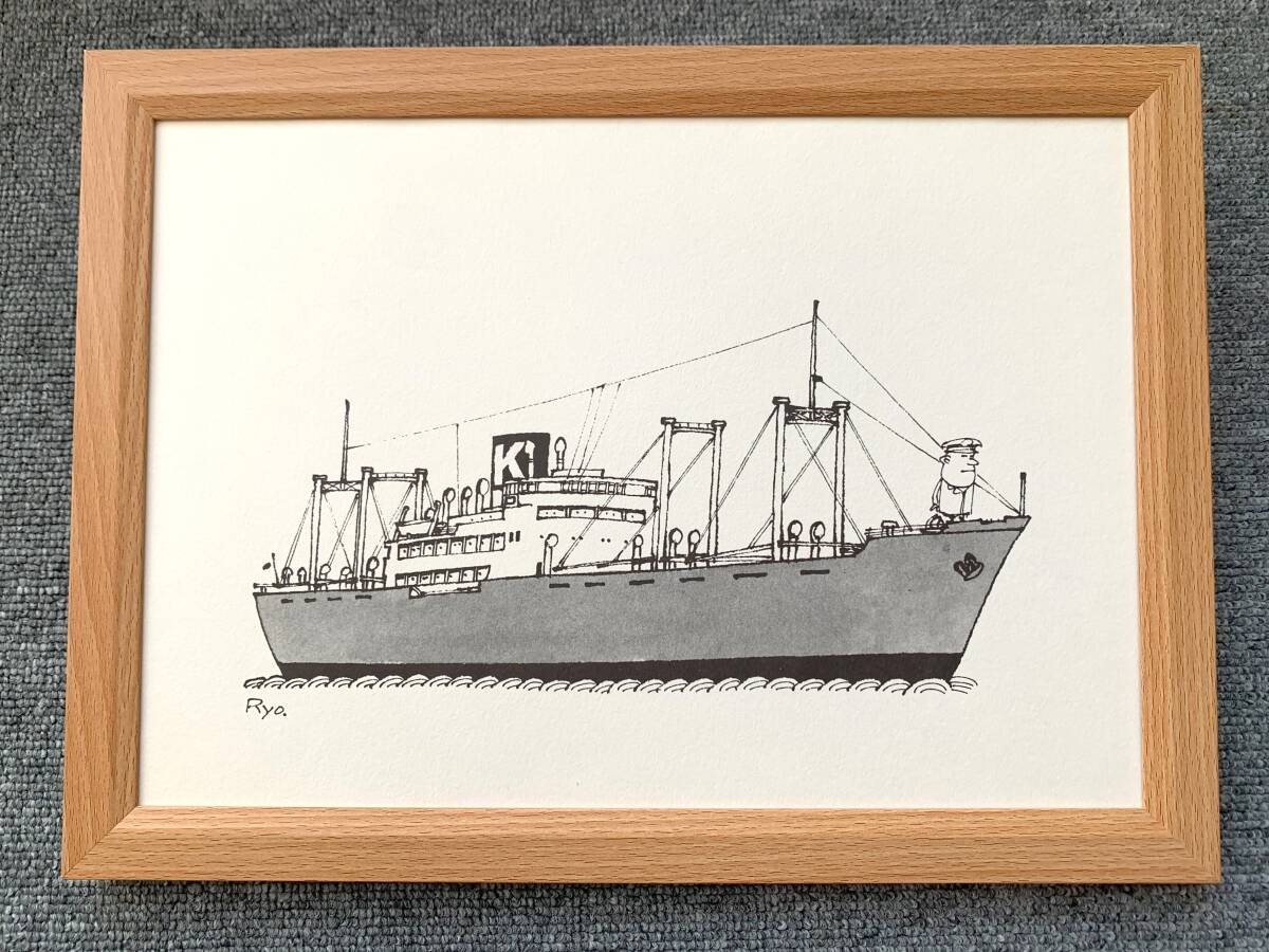 真作保証 柳原良平 オリジナル切り絵 シーサイドももち 真作保証 柳原