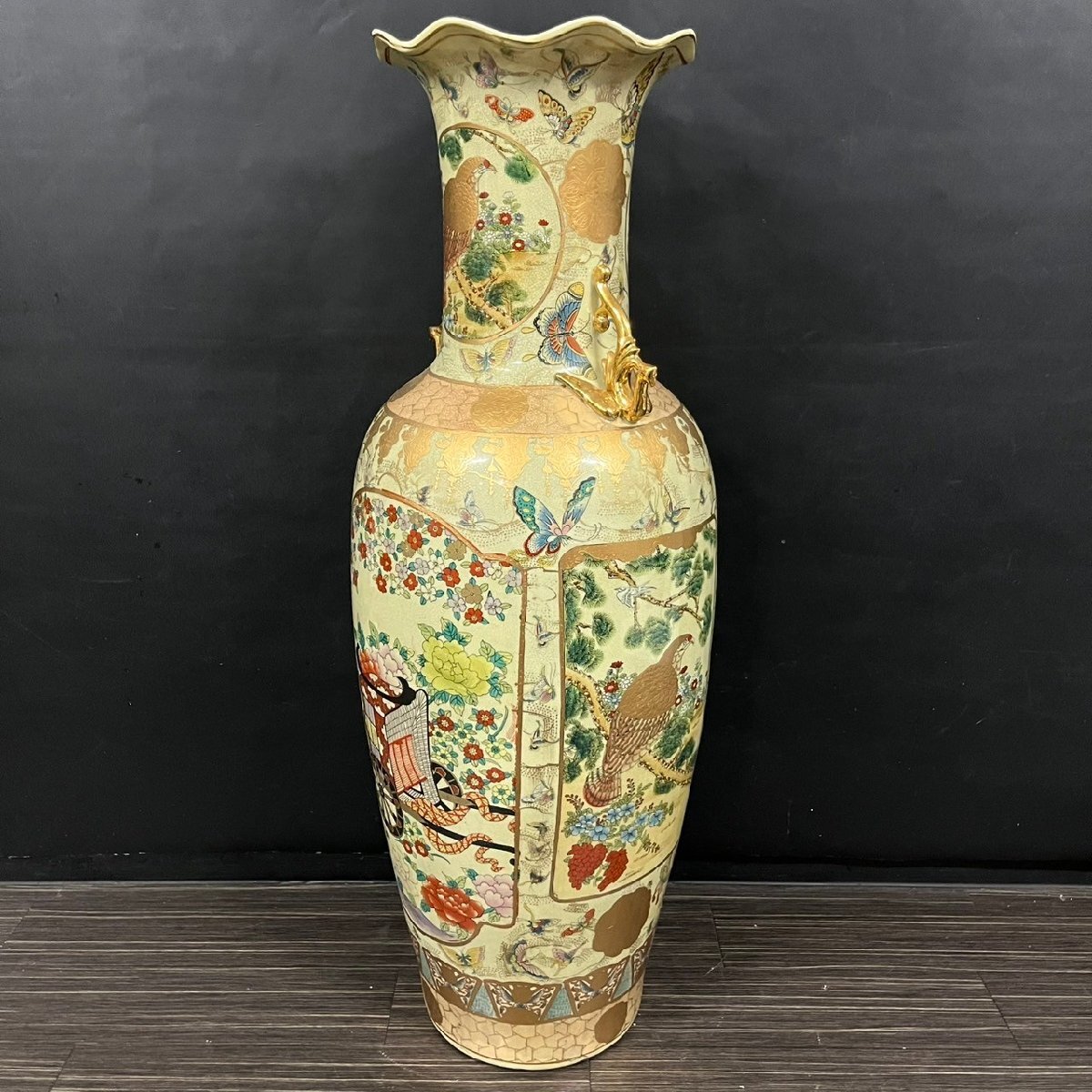 薩摩焼 特大 飾り壺 大壺 金襴手 金彩 薩摩焼 壺 飾壺 沈香壺 金彩 【