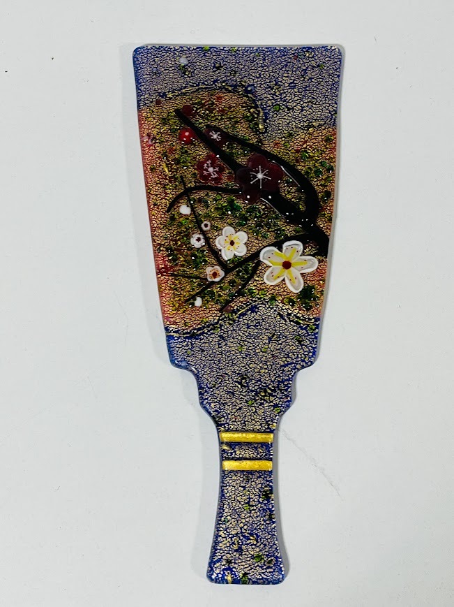 サイン有り☆超希少品☆黒木国昭 光琳 金彩象嵌 羽子板 ガラス工芸