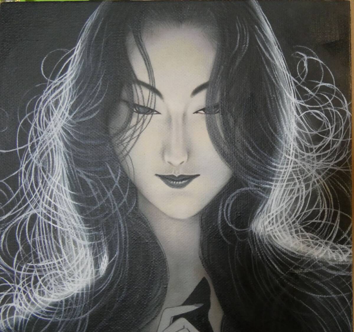 さ*き様 人物画 油絵 鶴田一郎 美人画 F6 額付き 手描き 肉筆