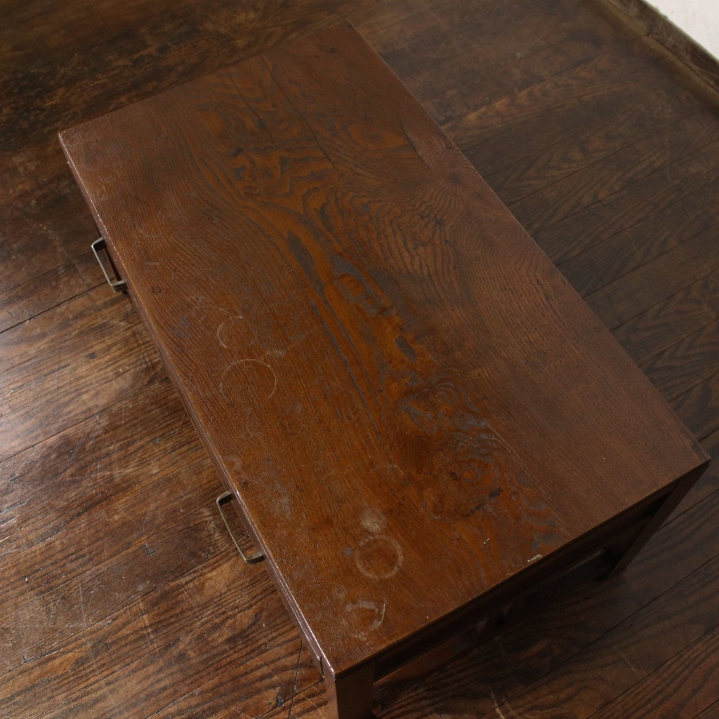 昭和レトロ！古い文机！抽斗2杯！座敷机⁄ローボード⁄テレビ台⁄黒柿模様