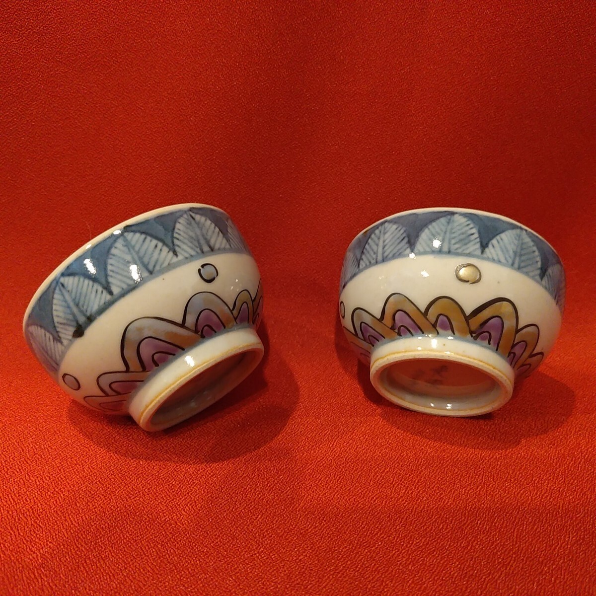 5代佐藤走波 染錦双魚藻文 そらきゅう 可杯 ぐい呑 5代佐藤走波 染錦双