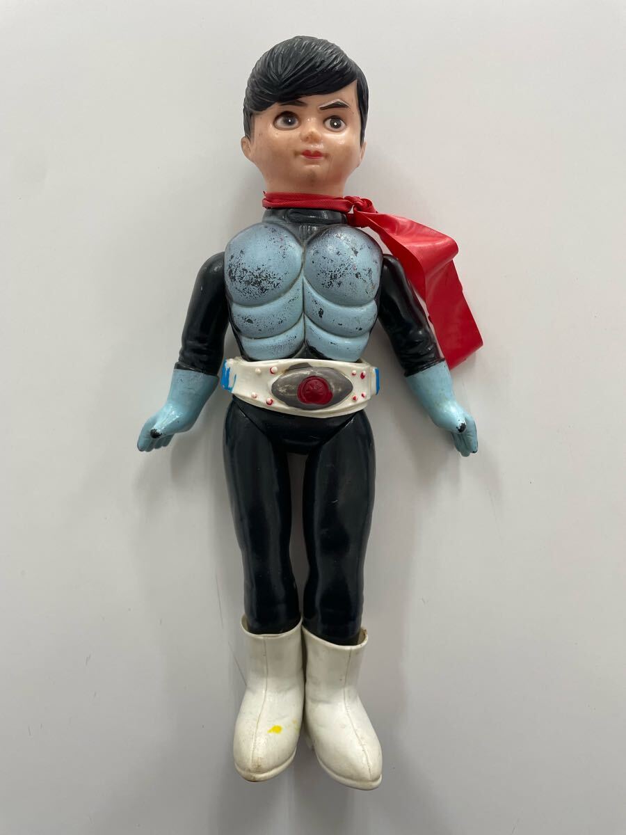 希少 仮面ライダー1号 ソフビ 面取れ マフラー無し 当時物 希少 仮面