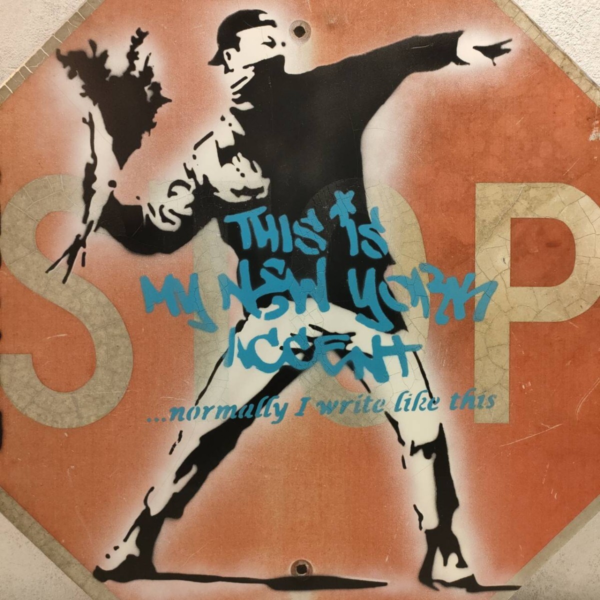 ストリートアートサイン Banksy ロードサイン 額装済み 標識 希少