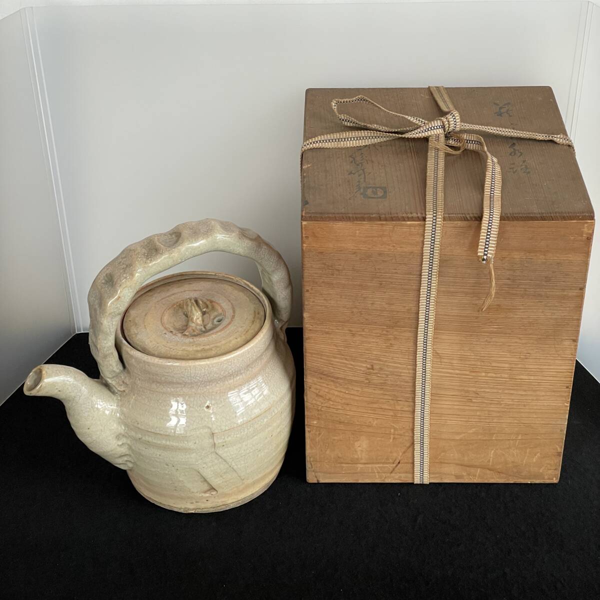 人間国宝 十代 三輪休雪 休和 萩焼 急須 特大 瓶子 トップ 土瓶 手付