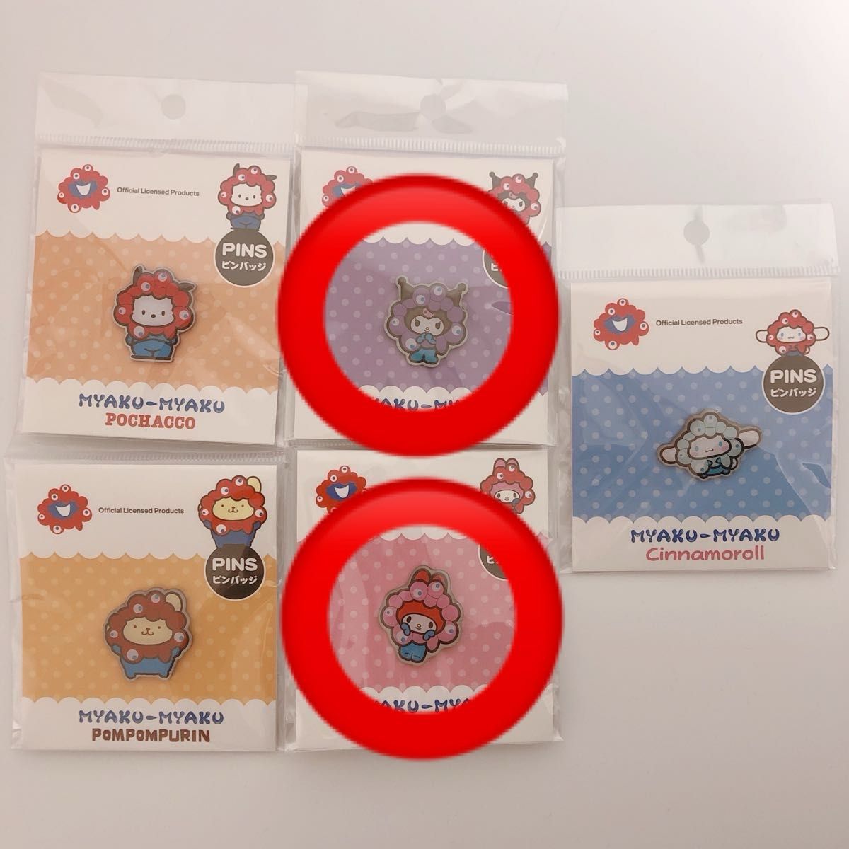 万博 サンリオ ミャクミャク コラボ ピンバッチ 全7種類 コンプリート