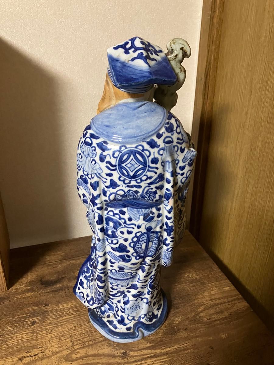 919 九谷焼 絵付 寿老人 置物 時代物 919 九谷焼 絵付 寿老人 置物