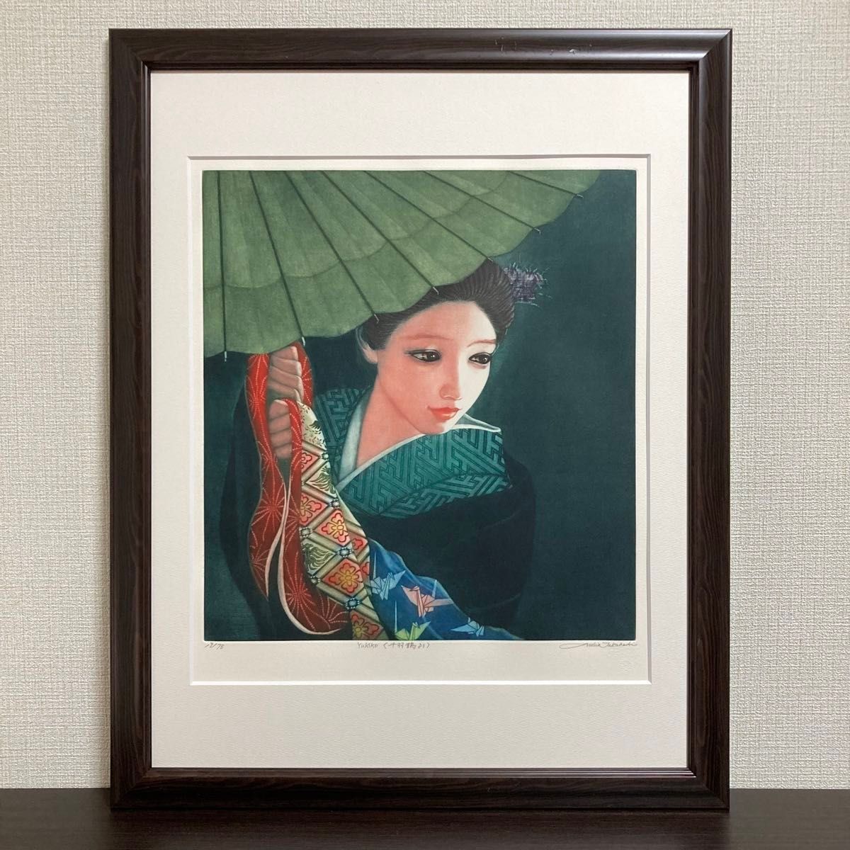 真作保証】高橋潮 エッチング 直筆サイン 美人画 版画 絵画 銅版画