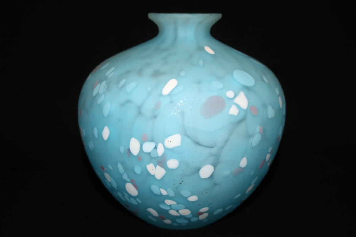 藤田喬平 手吹 金彩花瓶 共箱 花器 硝子 ガラス 文化功労者 文化勲章