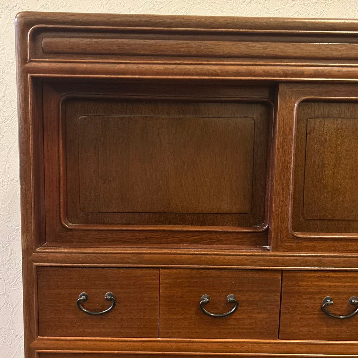 木製ダークブラウン収納棚 12引き出し アンティーク タンス 箪笥 古家具