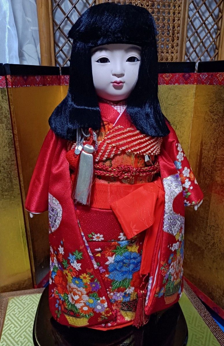 市松人形【桜山作】鮮やかな赤い着物 優しいお顔 日本人形｜Yahoo