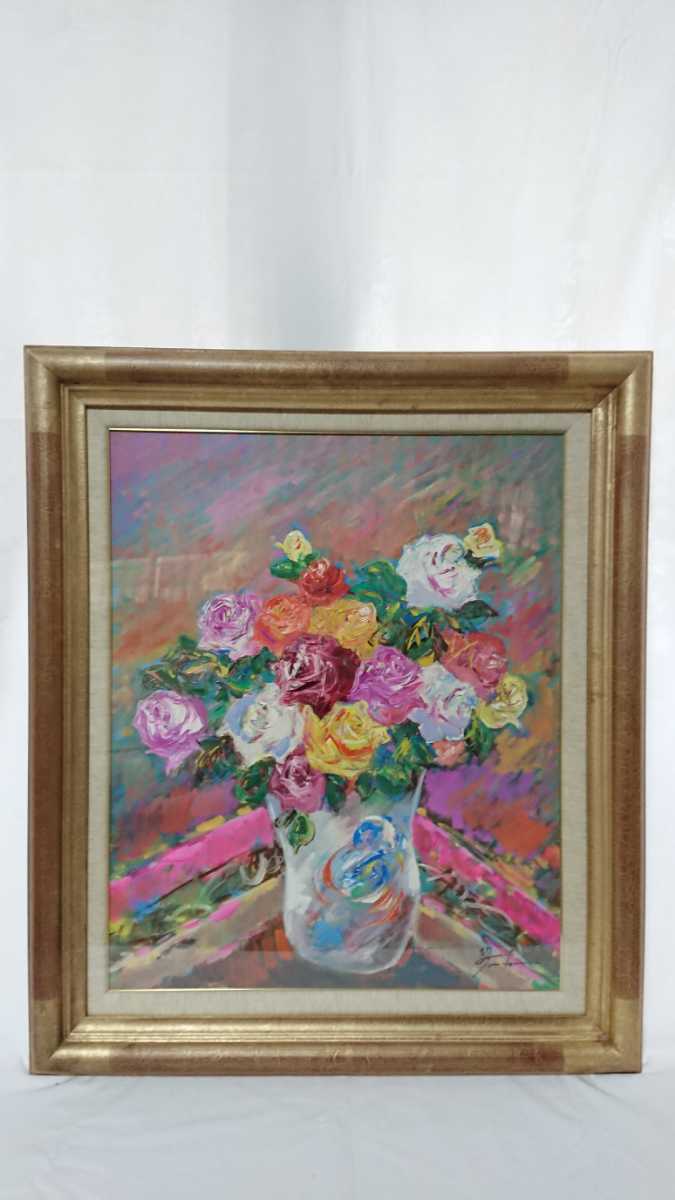 Yahoo!オークション - 真作保証 田中均 油彩「バラの花」画寸 53cm×65