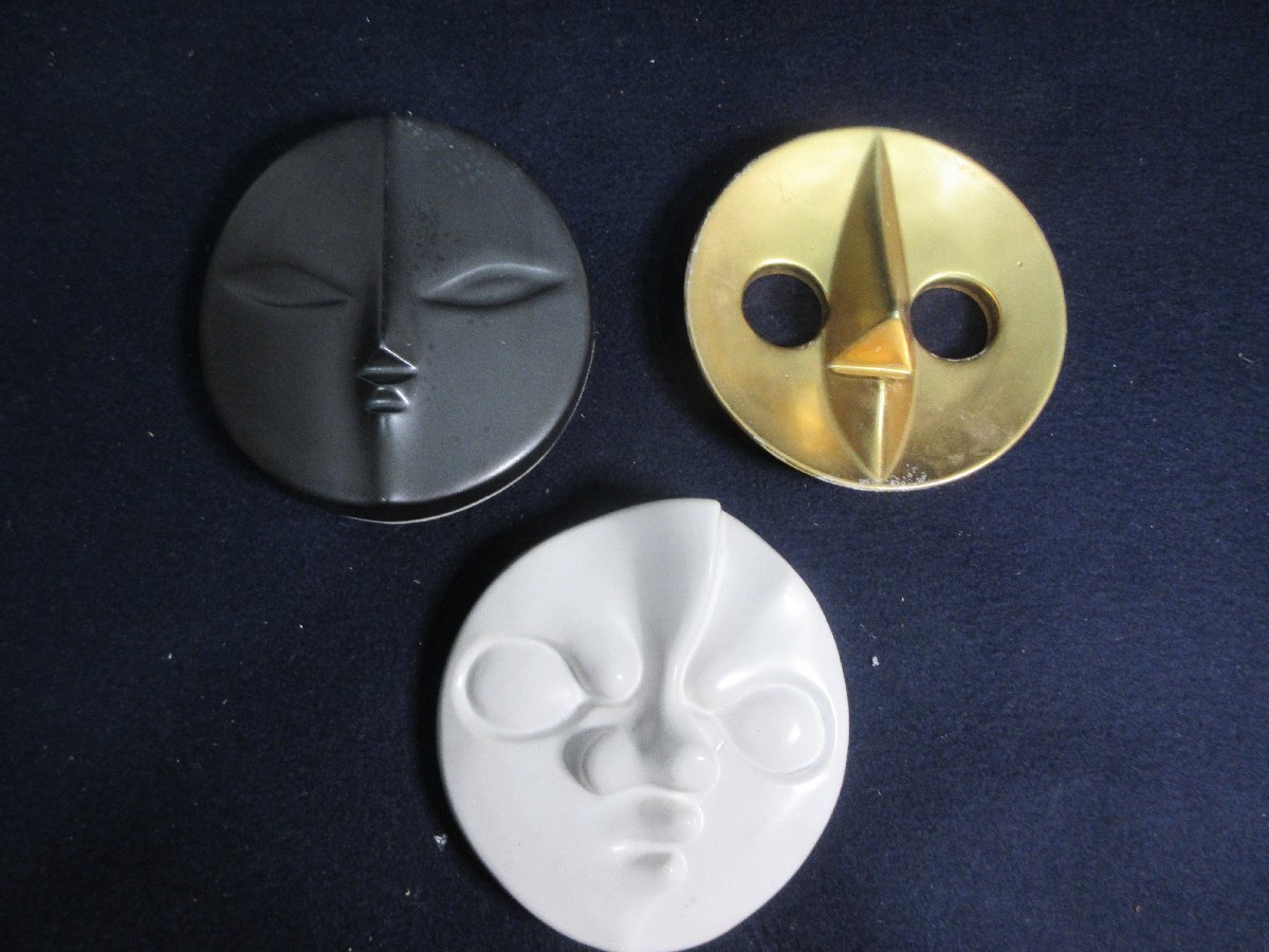 yo5 1.岡本太郎 太陽の顔 EXPO '70 大阪万博 信楽焼 3種 黄金の