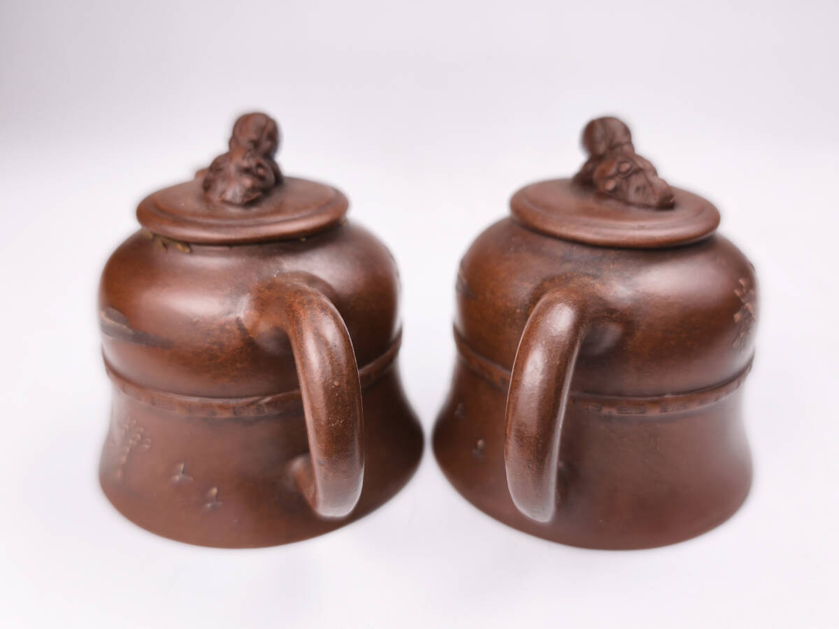 紫砂壺一對 中國宜興 急須 茶道具 箱付 中國古美術