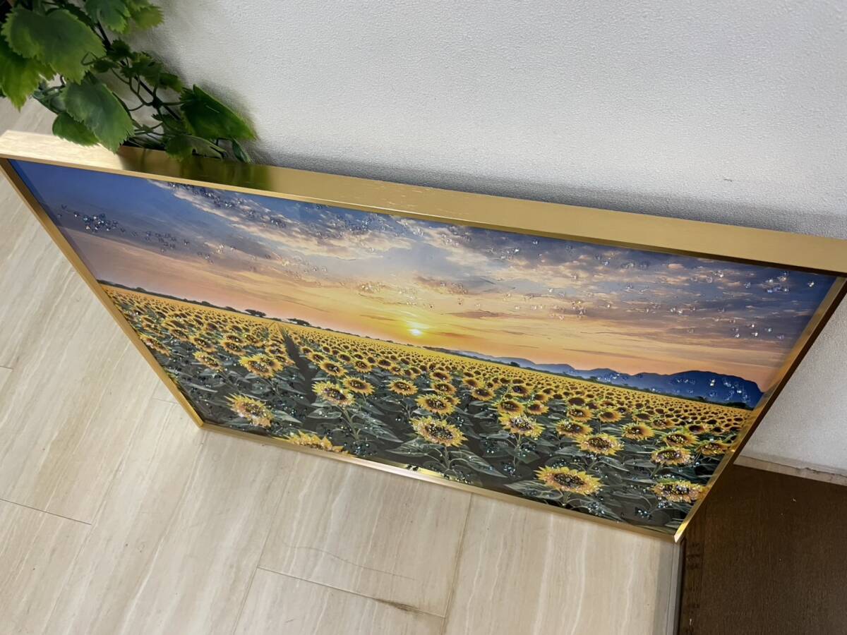 水晶絵 ひまわり 風景画 風景 アート 額縁 アートパネル 向日葵 立体