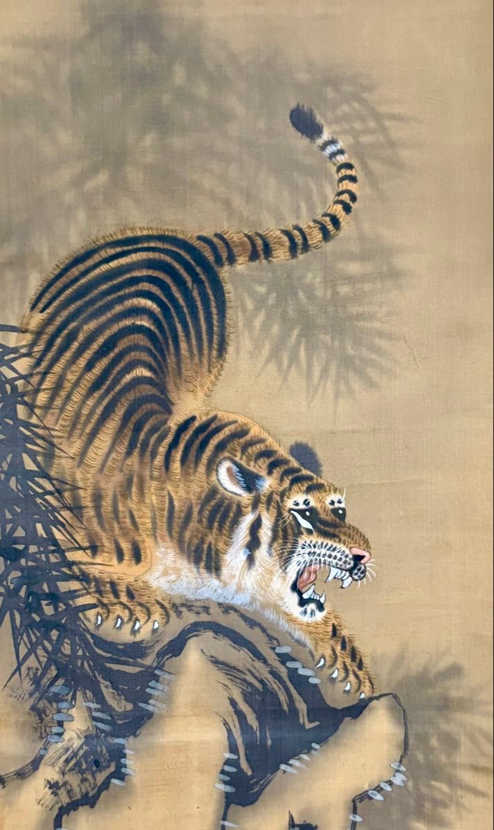 模写/文香/オシドリ図/織物/美品/桐共箱太巻箱/布袋屋掛軸HD-925 模写