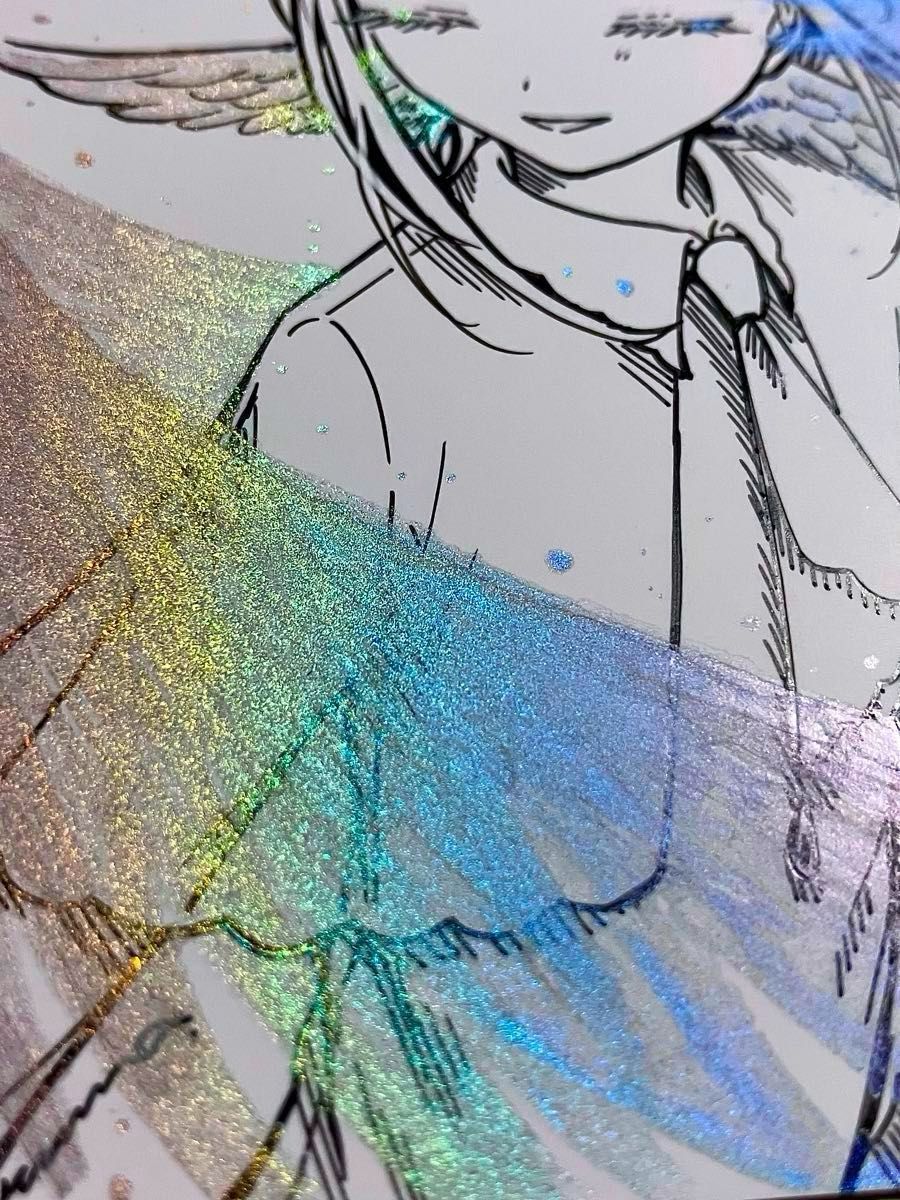 手描きイラスト オリジナル 創作 原画 ドローイング 天使 白 羽根 ペン