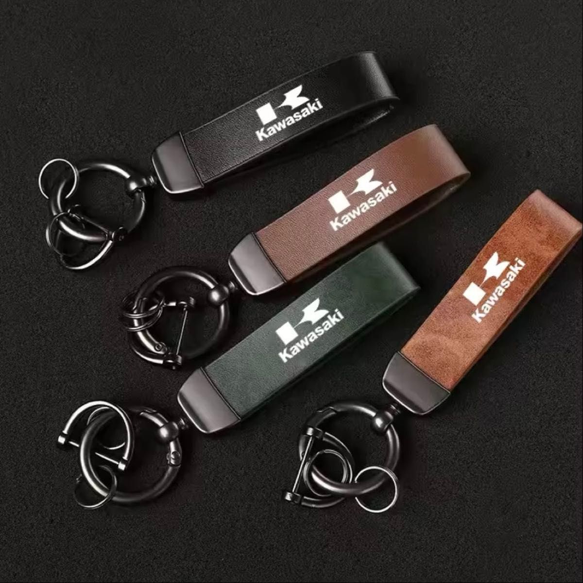 新品】kawasaki レザー 革製 キーホルダー Ninja ZX Z キーリング