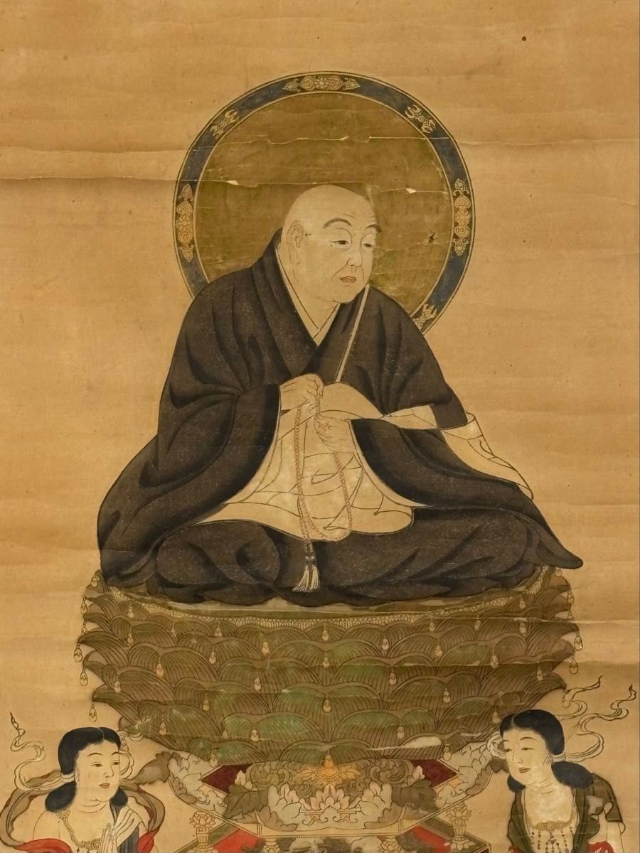 極彩色木版 法然上人図」総本山知恩院蔵版 1枚|江戸時 浄土宗 仏教美術