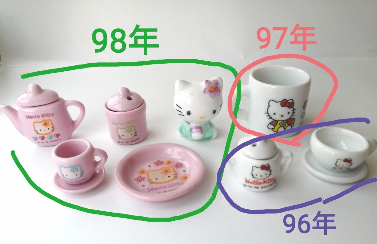 当時物 2001年 ハローキティとチッピイのガーデンピック2本セット 陶器