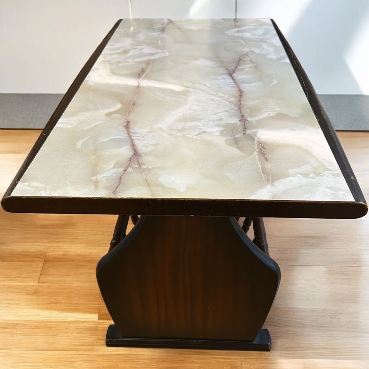 昭和レトロ 大理石柄 木製センターテーブル 応接間 アンティーク古家具