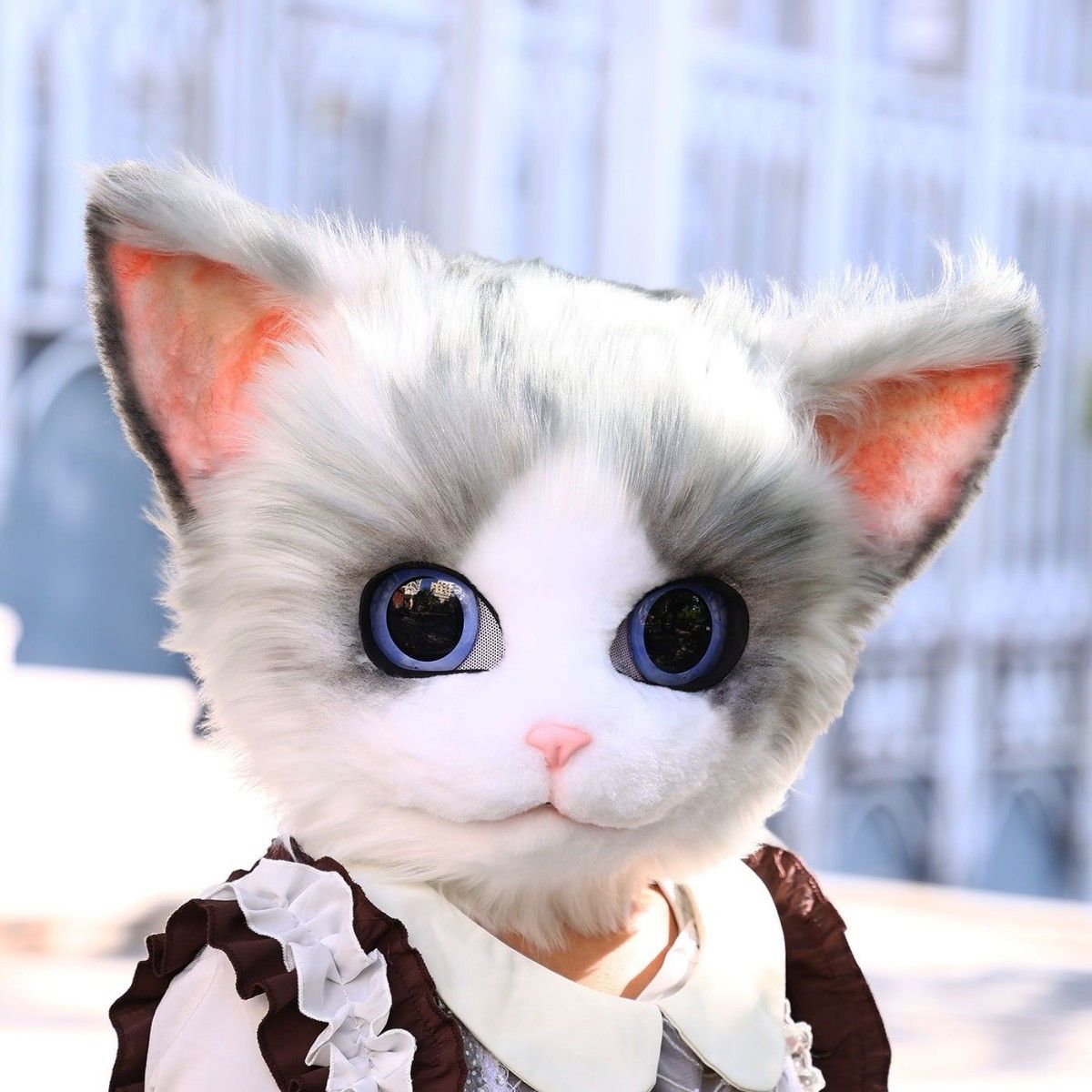ケモノ 着ぐるみ コスプレ ファーマスク アニマル 猫面 ネコ ファー
