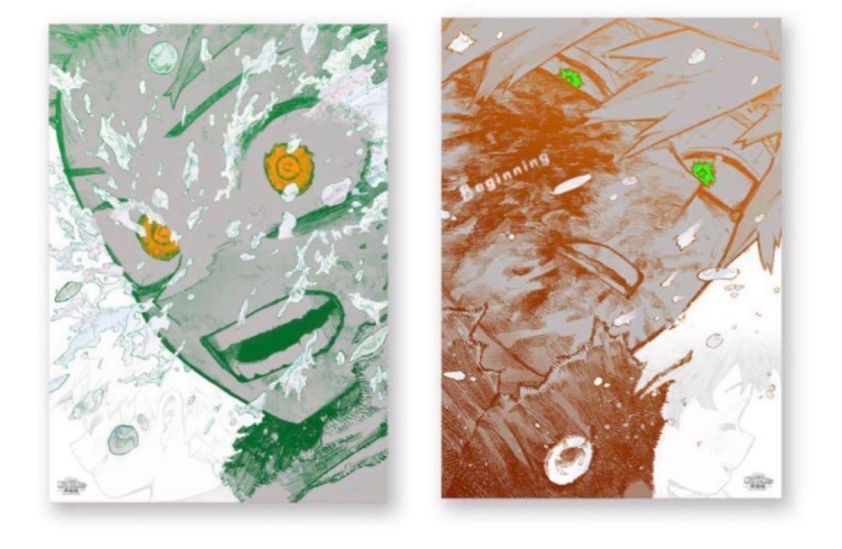 ヒロアカ原画展 A2アートポスター2枚セット 【The Beginning】緑谷 爆