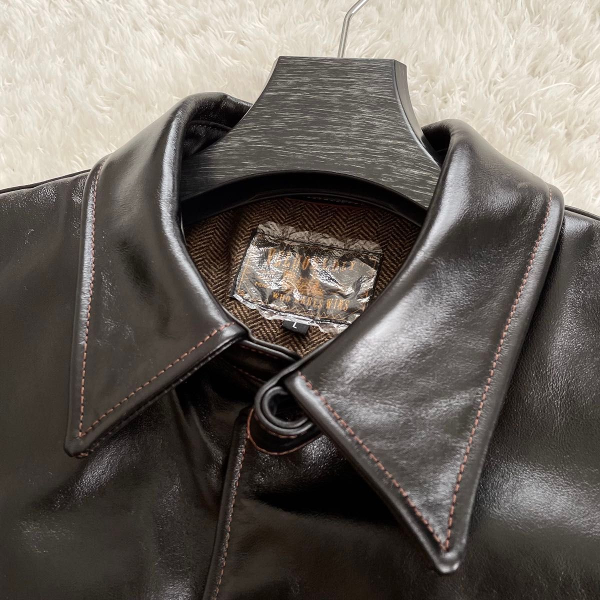 美品 ヴェルオックリー ホースハイド ドライビングコート 茶芯