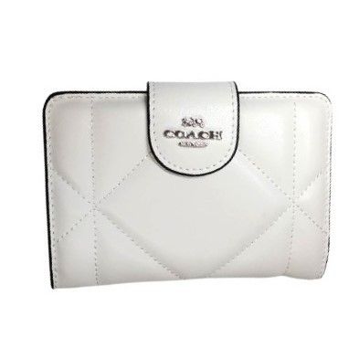 COACH 新品 ホワイト 斜めキルティング 二つ折り 財布 コーチ