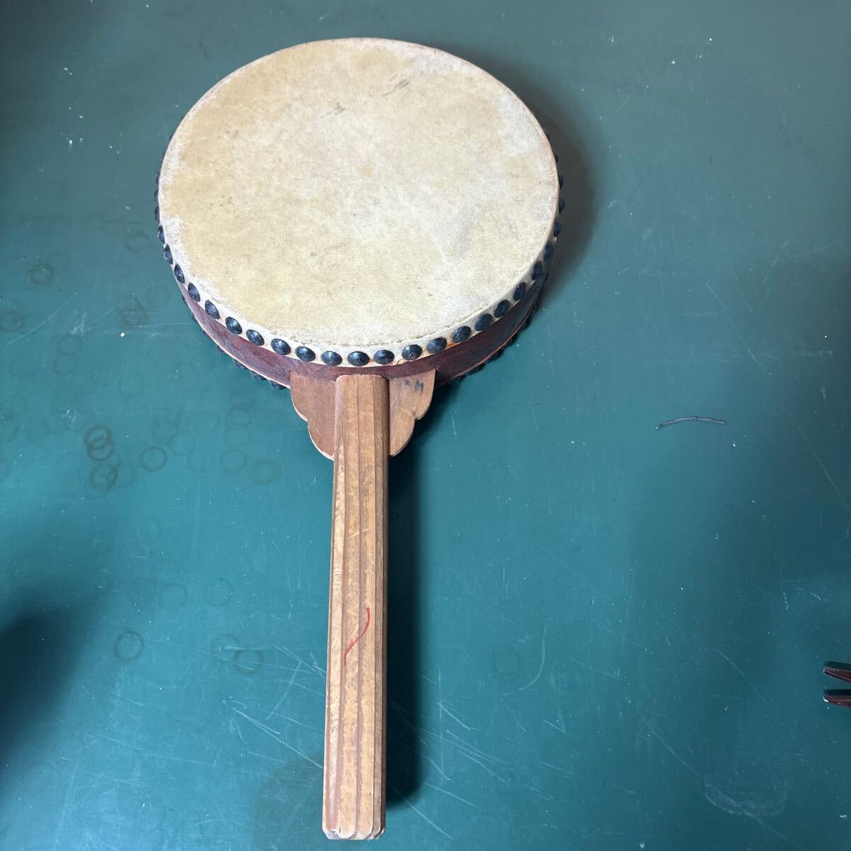 片手 太鼓 レトロ うちわ太鼓 両面たいこ