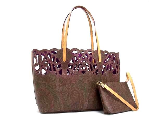 1円 ETRO エトロ PVC×レザー ペイズリー柄 ガーメントケース スーツ