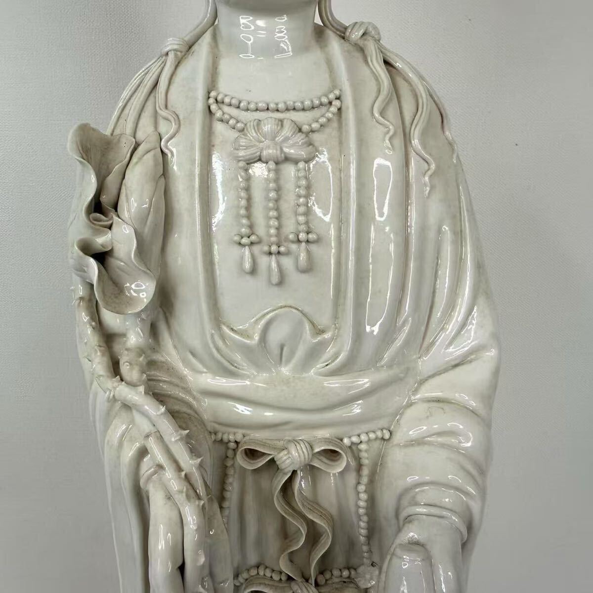 CB-中国古美術 時代物 白磁 徳化窯 仏像 観音像 唐物 置物 陶磁器 中国