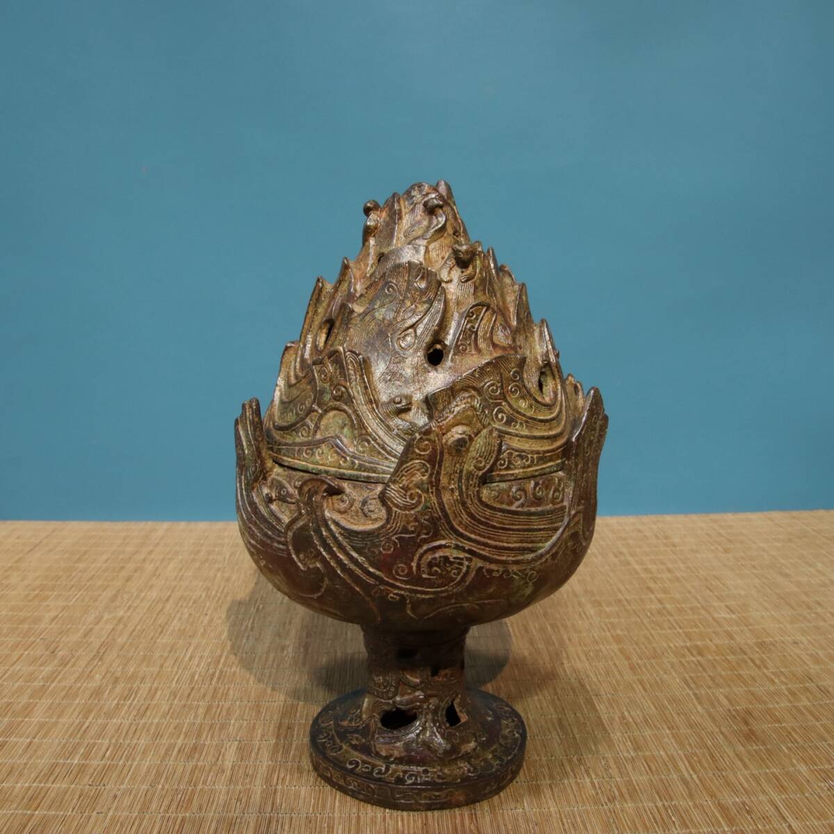 高さ:約47cm‼️藤田喬平 手吹 ヴェニス 鶴首 カンナ 大作 ガラス花瓶