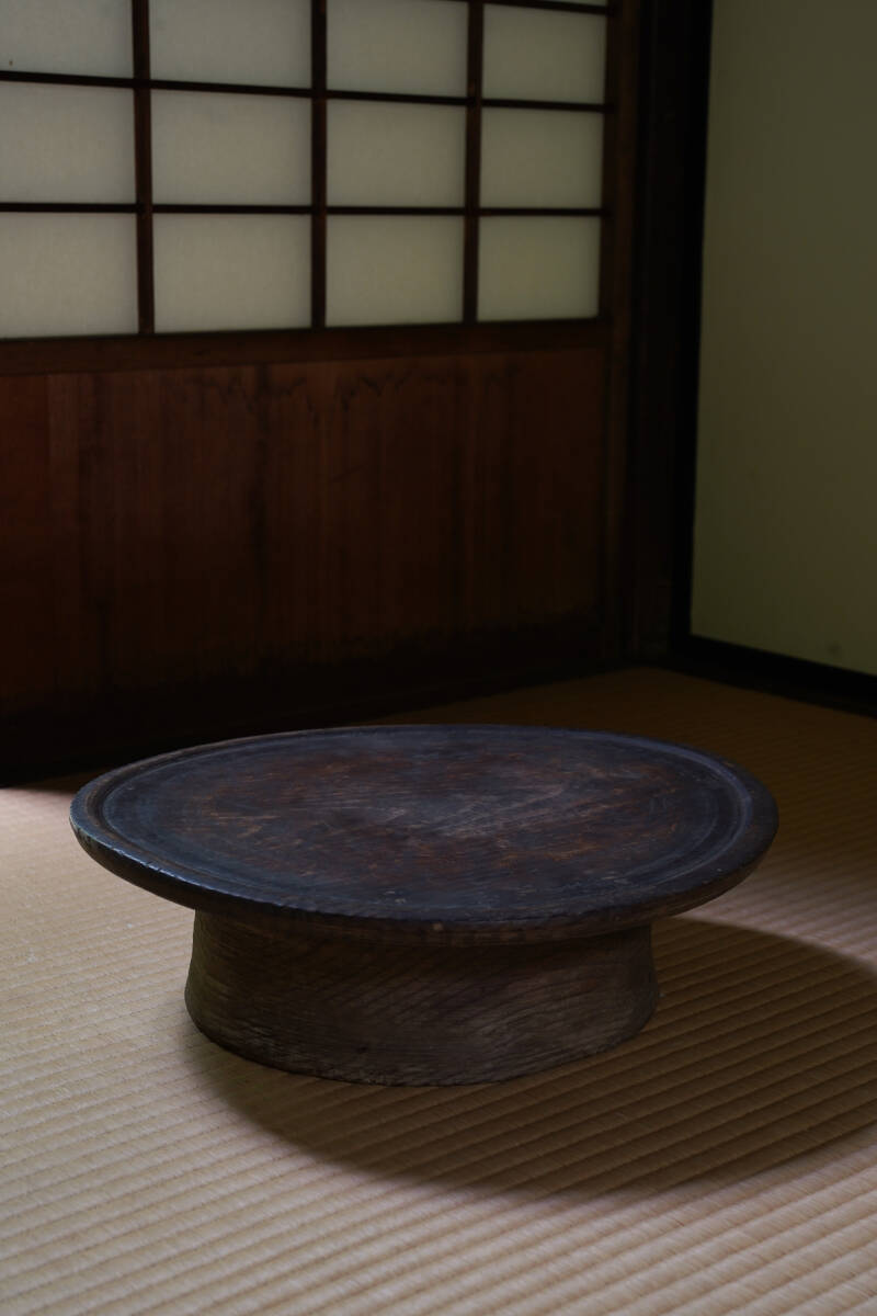 李朝江原道盆 一木くりぬき盆 栗材 / 李氏朝鮮時代後期 19世紀 李朝膳