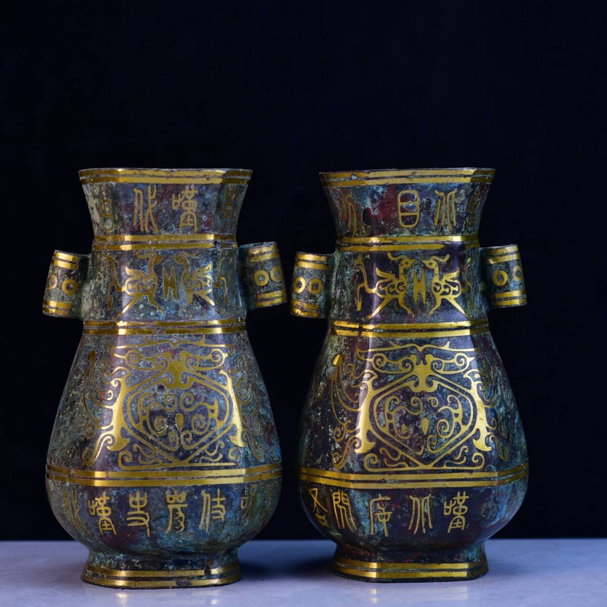 中国古董，青銅器の尊，古銅製，古代の紋，極細工，重778克。 中国